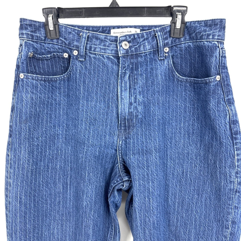 Abercrombie & Fitch Jeans Women 31 Blue High Rise The Loose Curve Love Pinstripe